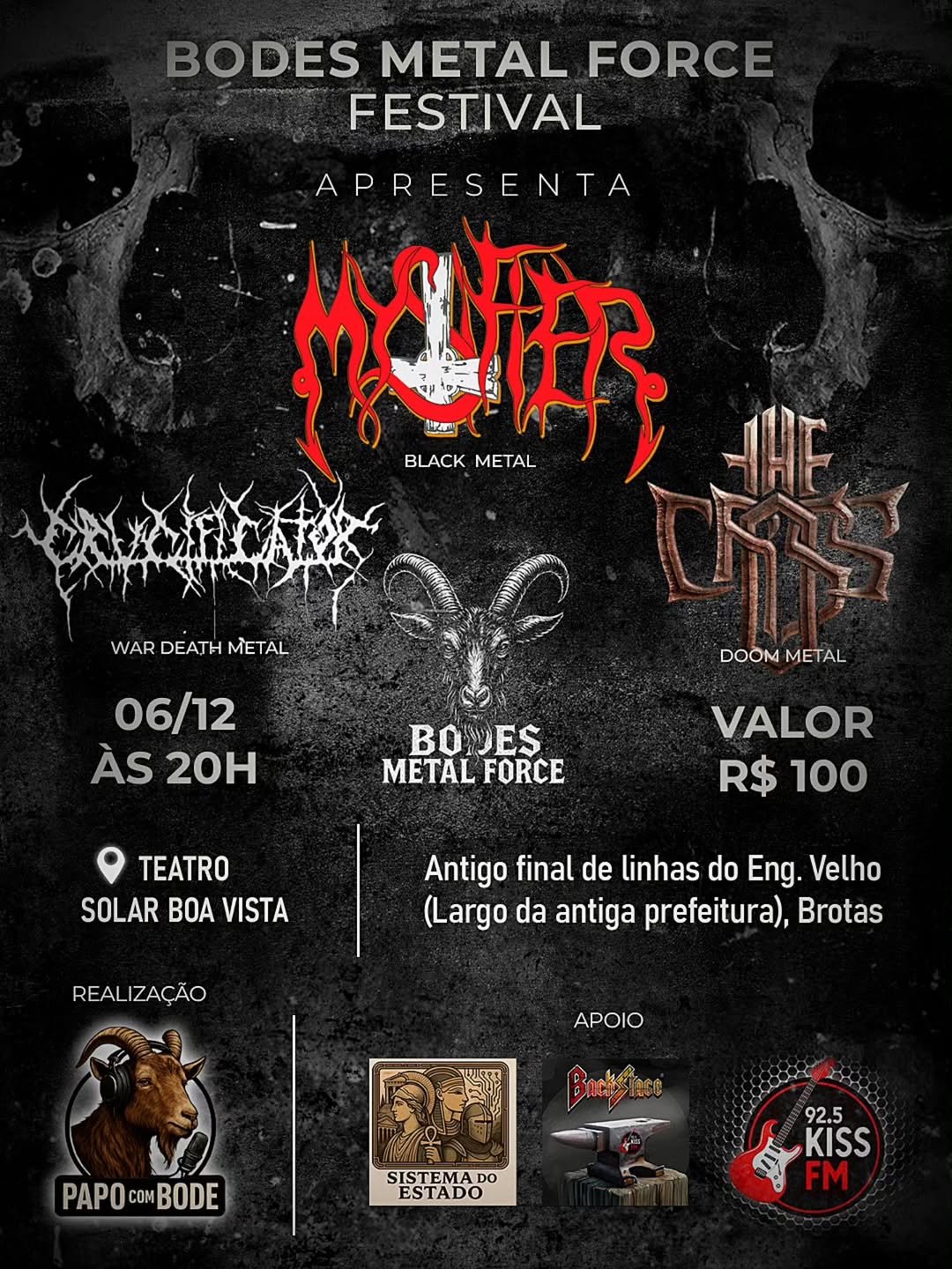 Show de metal do Mystifier, Crucificator e The Cross em Salvador, Bahia.